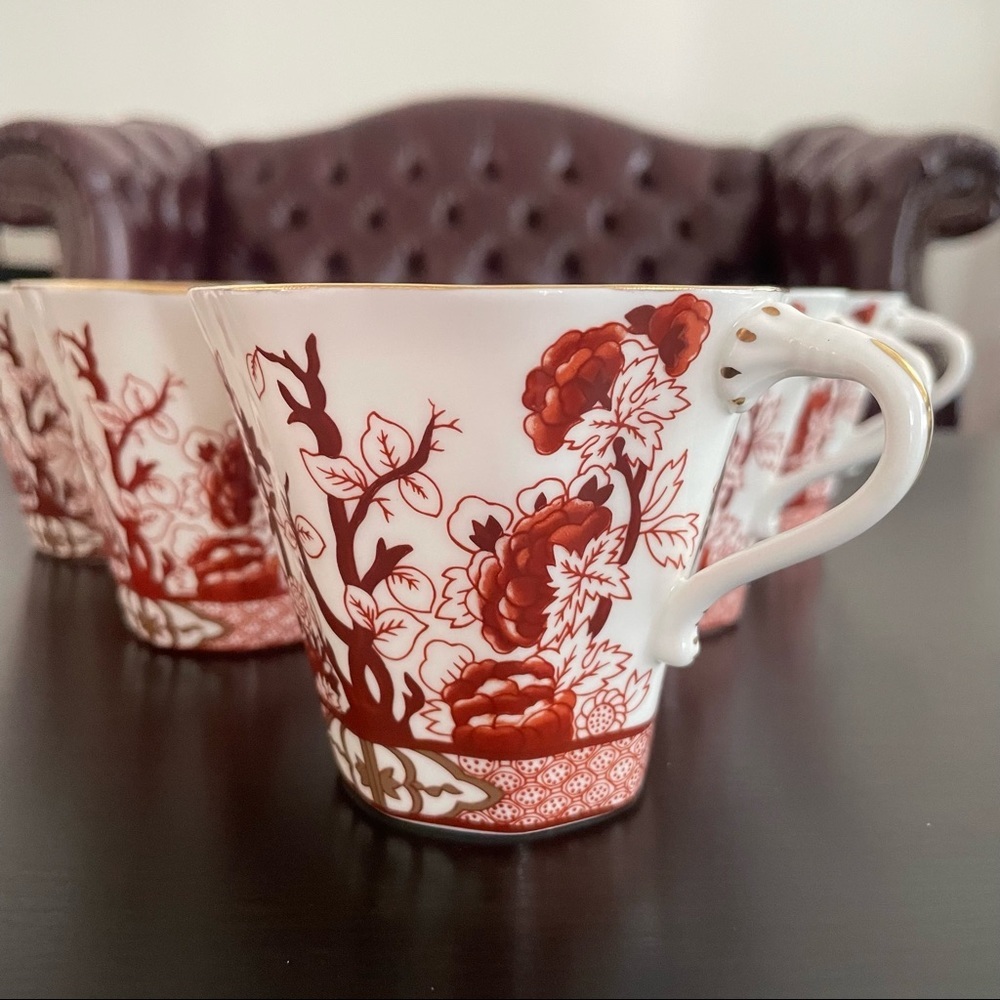 6 X Coalport Indian Tree Coral Bine China Flat Demitasse Cups - Picture 5 of 14